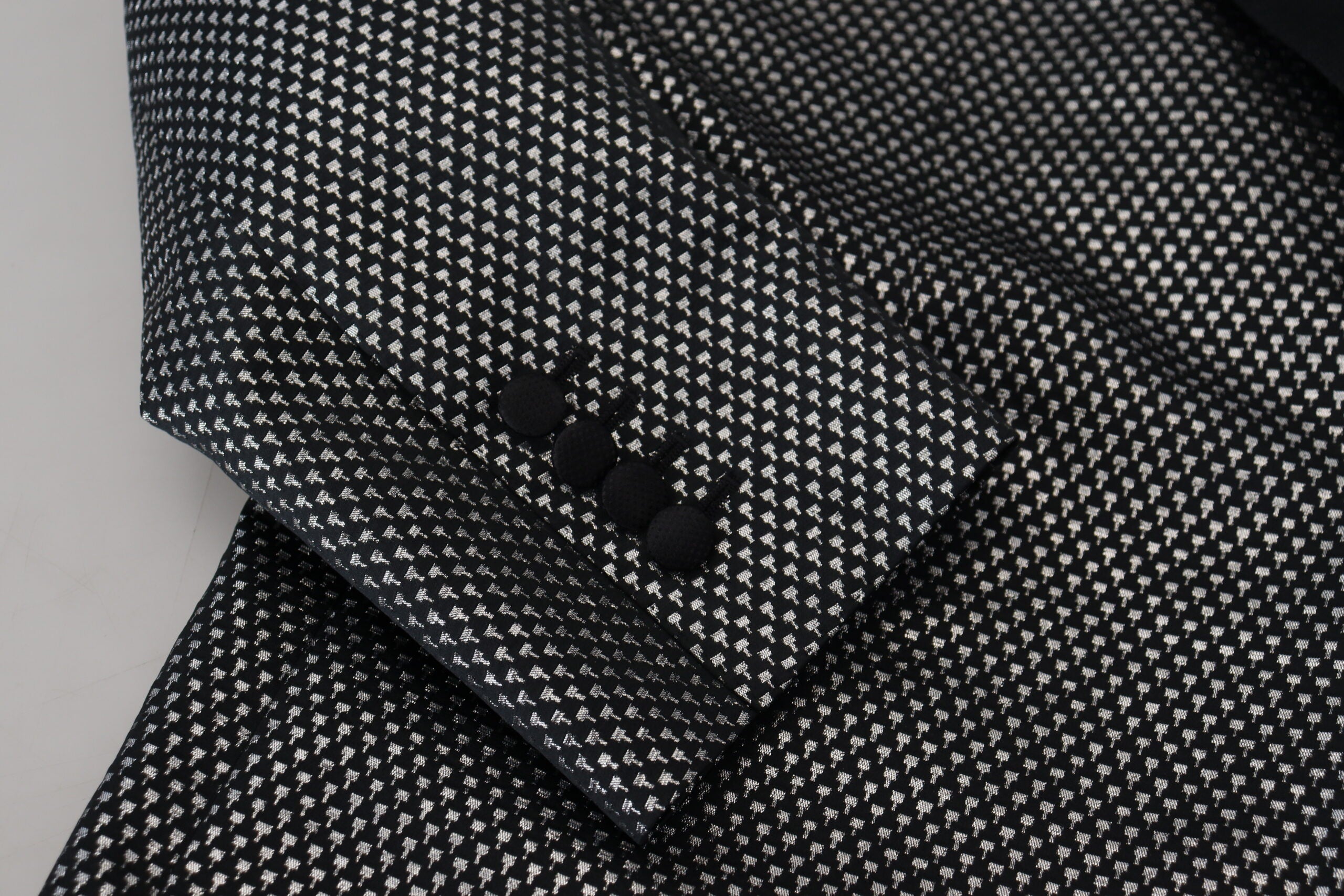 Dark Gray Silver Jacquard Slim Fit Jacket Blazer
