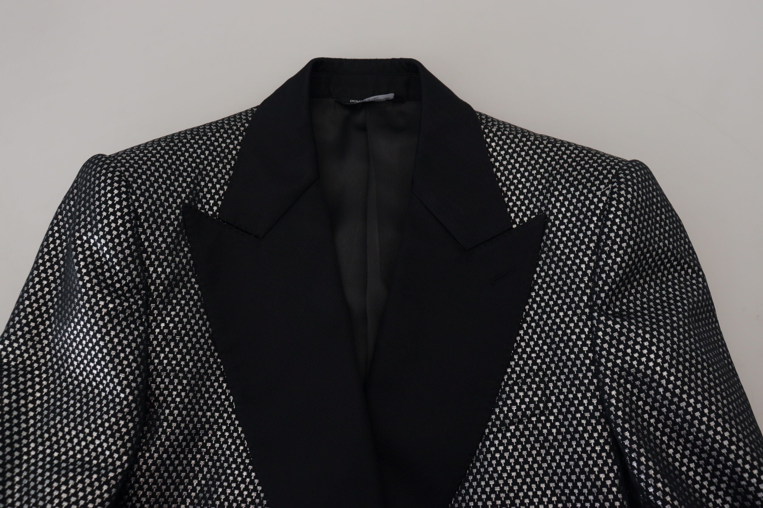 Dark Gray Silver Jacquard Slim Fit Jacket Blazer