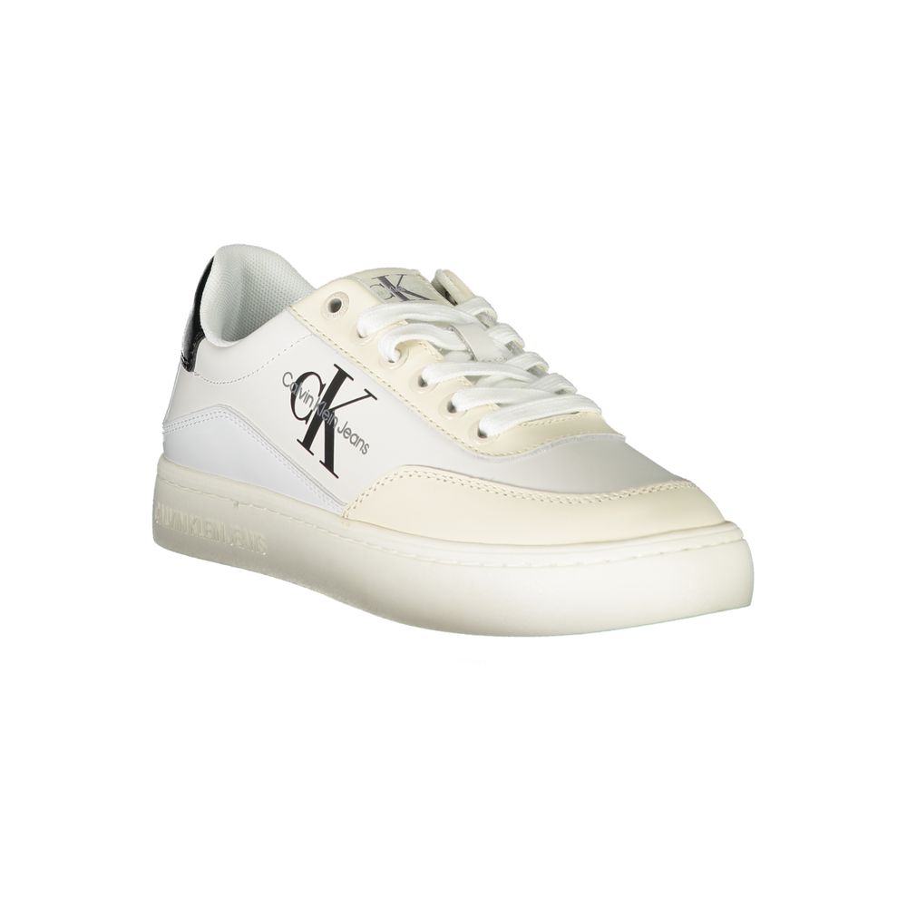 White Polyurethane Women Sneaker