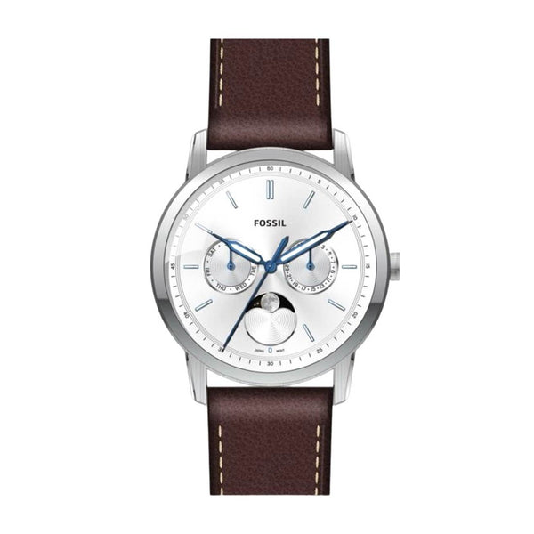 Fossil Neutra 42 mm Moonphase Multifunction Brown Leather Watch